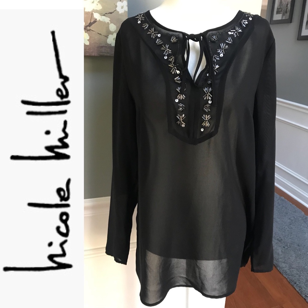 🛍Nicole Miller black sheer blouse coverup